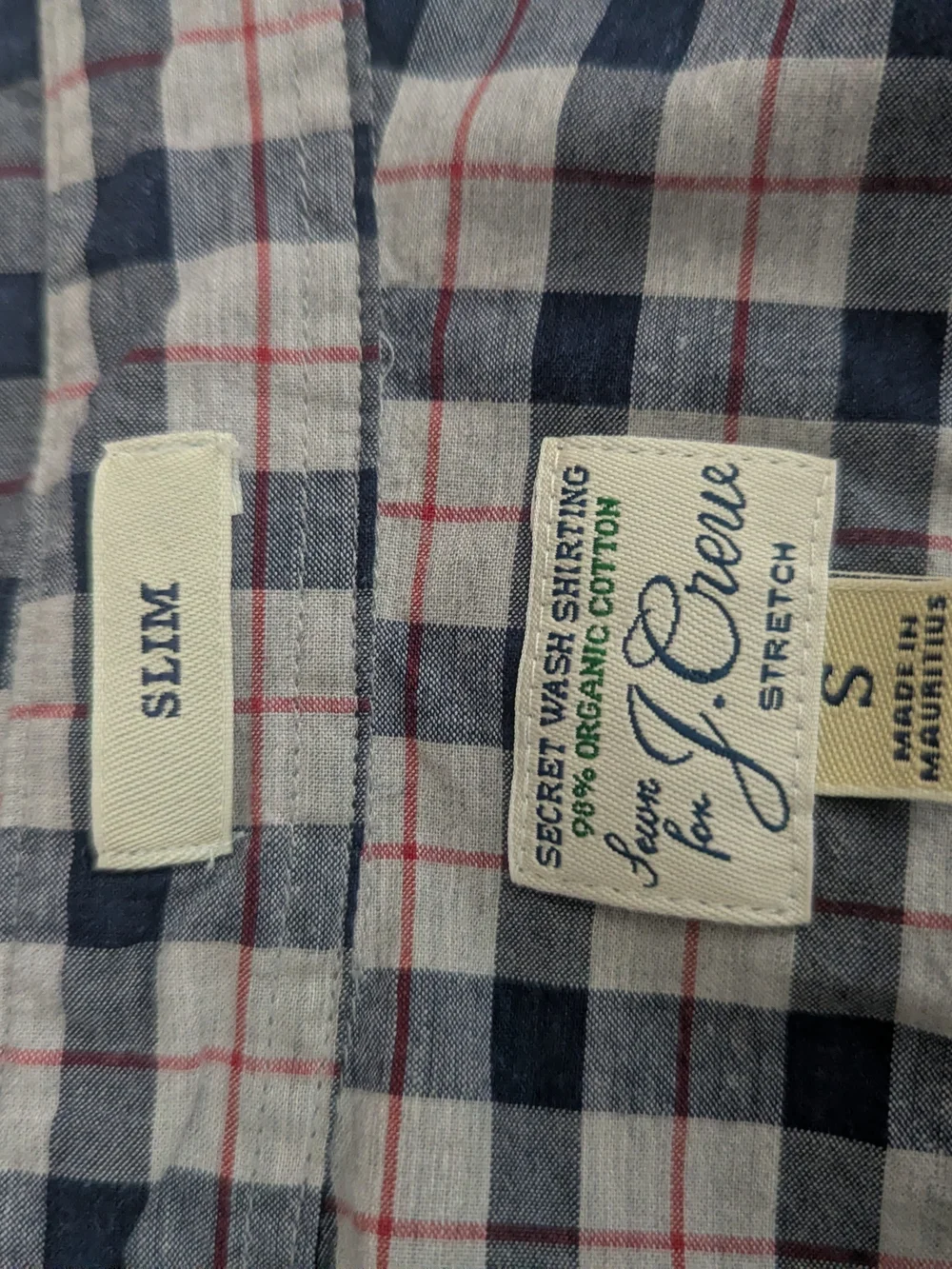 J. Crew Navy, White and Pink Plaid Button-Down Dress Shirt